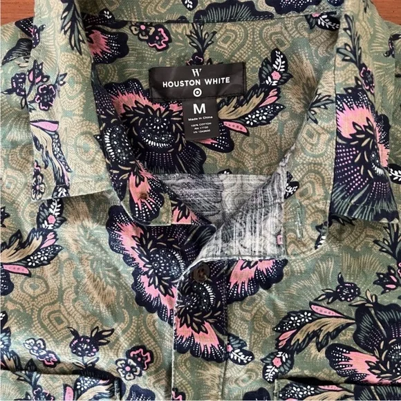 🌿 Houston White x Target Green Floral Button-Up Shirt Women’s M | Fall Retro - Picture 4 of 10
